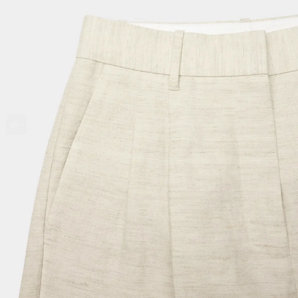 Aritzia Effortless Natural Ecru Linen Trousers size 6